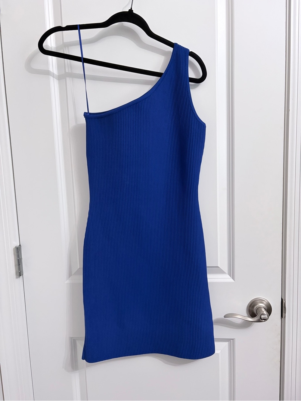 Sincerely Jules One-Shoulder Ribbed Royal Blue Dress